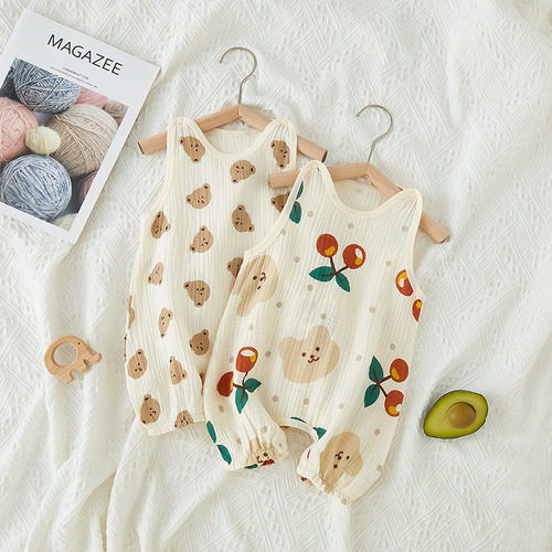 Infant belly band package, nappy shirt, gauze cotton vest, summer thin, unisex baby sleeveless onesie, crawling suit