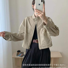659立襟工装薄手ショートコート女性春新作カジュアルゆったり小柄洋風ジャケット上着