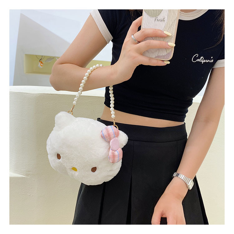 2022 New plush doll, cute Maneki Neko crossbody bag for girls, children's cartoon parent-child women's bag undefined