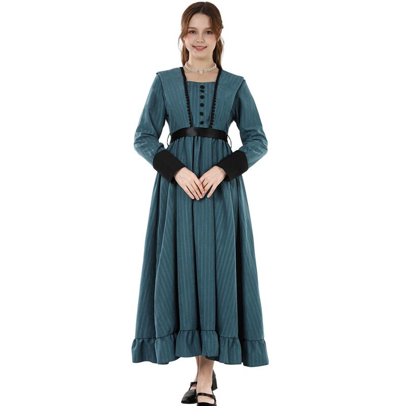 Medieval Clothing Women's Long Renaissance Dress Blue Victorian Dress Women