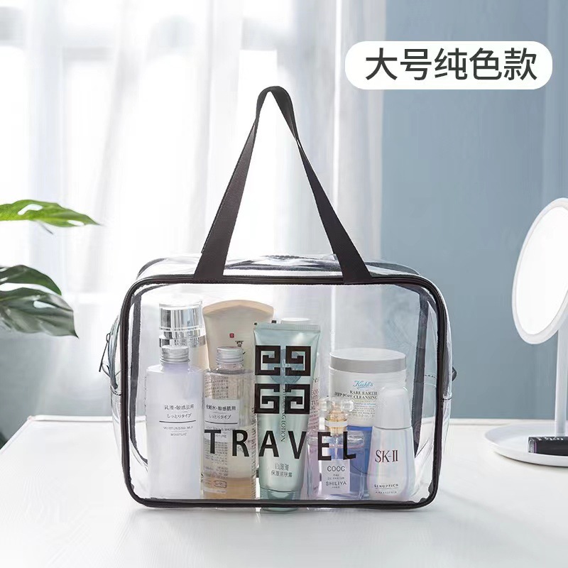 Bolsa de almacenamiento de PVC transparente portátil red roja mano impermeable bolsa de lavado cosméticos multifuncional bolsa de maquillaje de gran capacidad