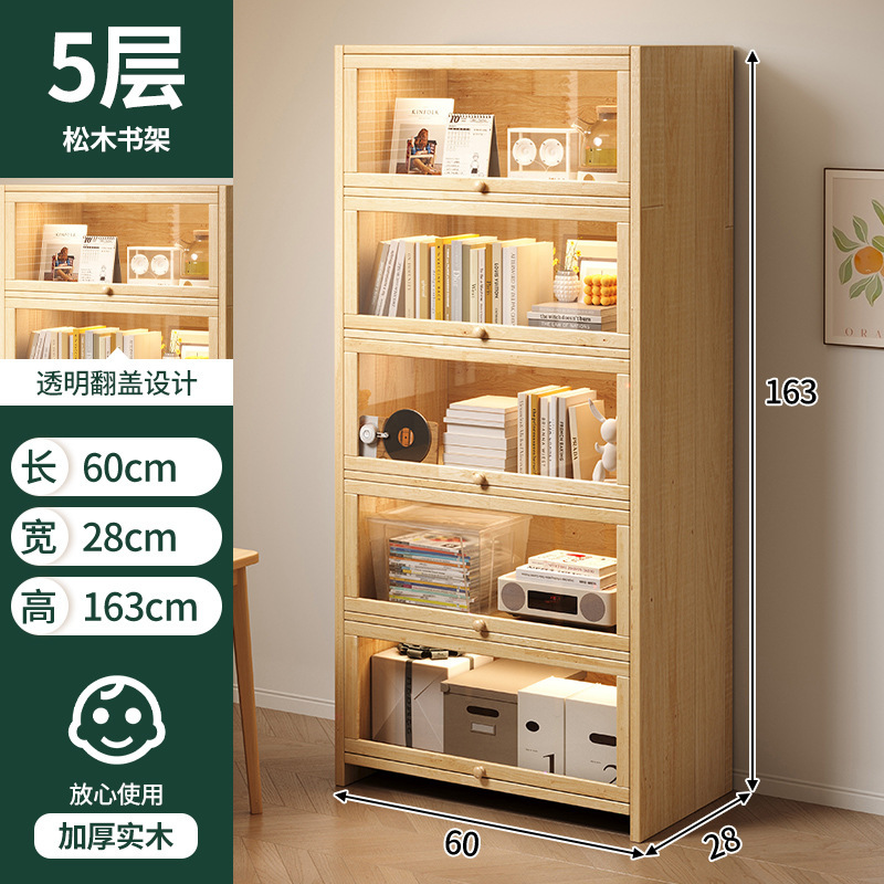 Estantes de madera sólida estantería de piso integrado contra la pared almacenamiento de almacenamiento de artículos de visualización de la sala de estar estante de libros para niños