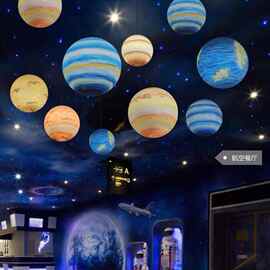 星球吊灯月球吊灯星空行星商场大厅游乐场餐厅吧台艺术圆球吊灯