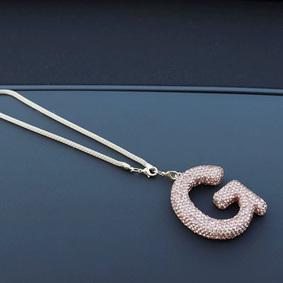 Car hanging | pendant ladies rhinestone car - g-letter-car-pendant-champagne-color