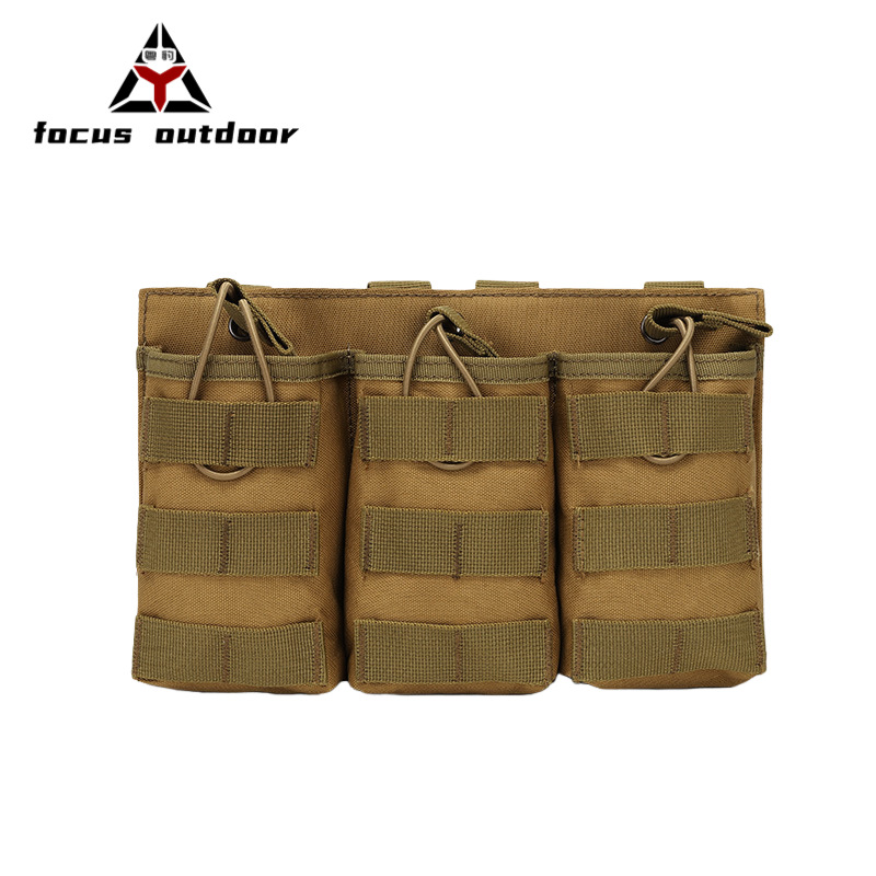 Bolsa Táctica Triple para Cargadores, Estilo Militar, para Actividades al Aire Libre, con Sistema MOLLE, Camuflaje