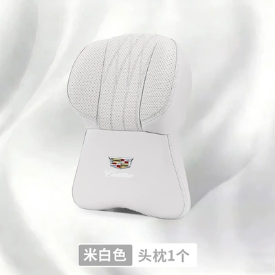 Headrest — Pillow Lumbar Support - cadillac-logo-large-memory-foam-headrest-off-white-1-piece