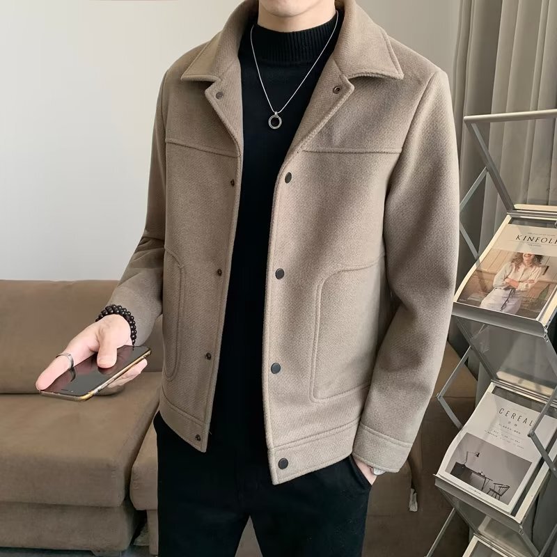 Men's Jacket Four Seasons Korean Style Trendy Slim Casual Woolen Short Coat Men's Double-Layer Simple Shirt Men's Jacket Four Seasons Korean Style Trendy Slim Casual Woolen Short Coat Men's Double-Layer Simple Shirt