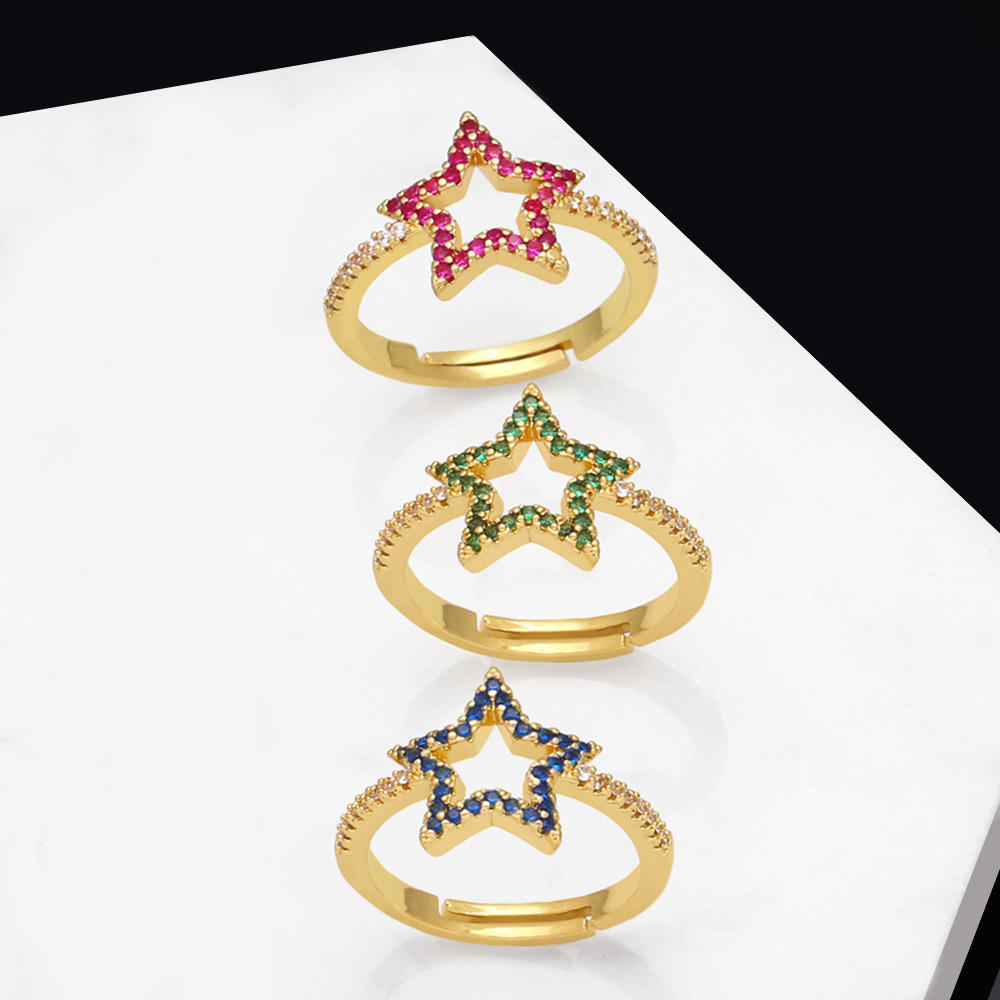Fashion Star Copper Rings Plating Inlay Zircon Copper Rings