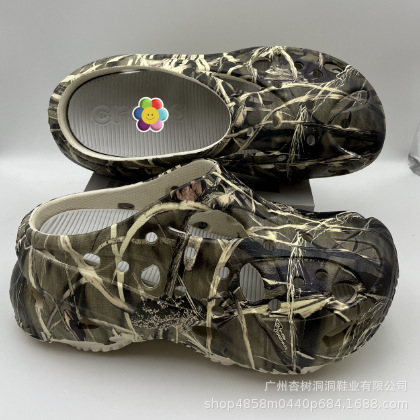 Coral Hole Shoes with Transfer Print, Summer Slippers for Men and Women, Super Soft Anti-Slip Thick-Soled Height-Increasing Sandals, Wholesale Beach Sandals