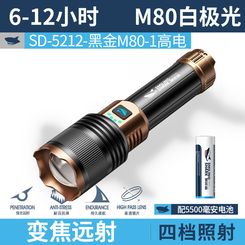伸缩变焦白激光手电户外远射强光铝合金手电筒带电显四档调节手电|undefined