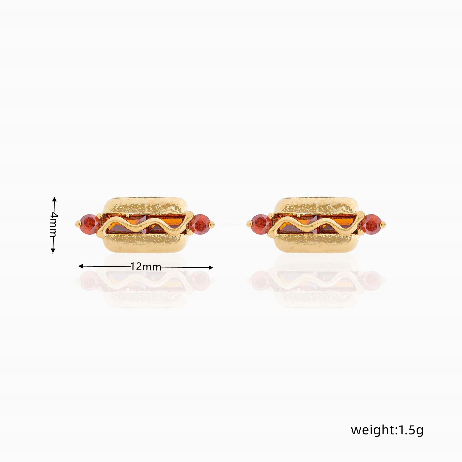 Fashion Geometric Coke Hamburger Brass Inlaid Zircon Ear Studs 1 Pair
