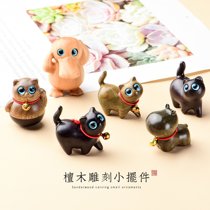 Ebony Cat Ornaments Play Bell Cute Kitten Handmade Mini Desktop Department Creative Simple Gift
