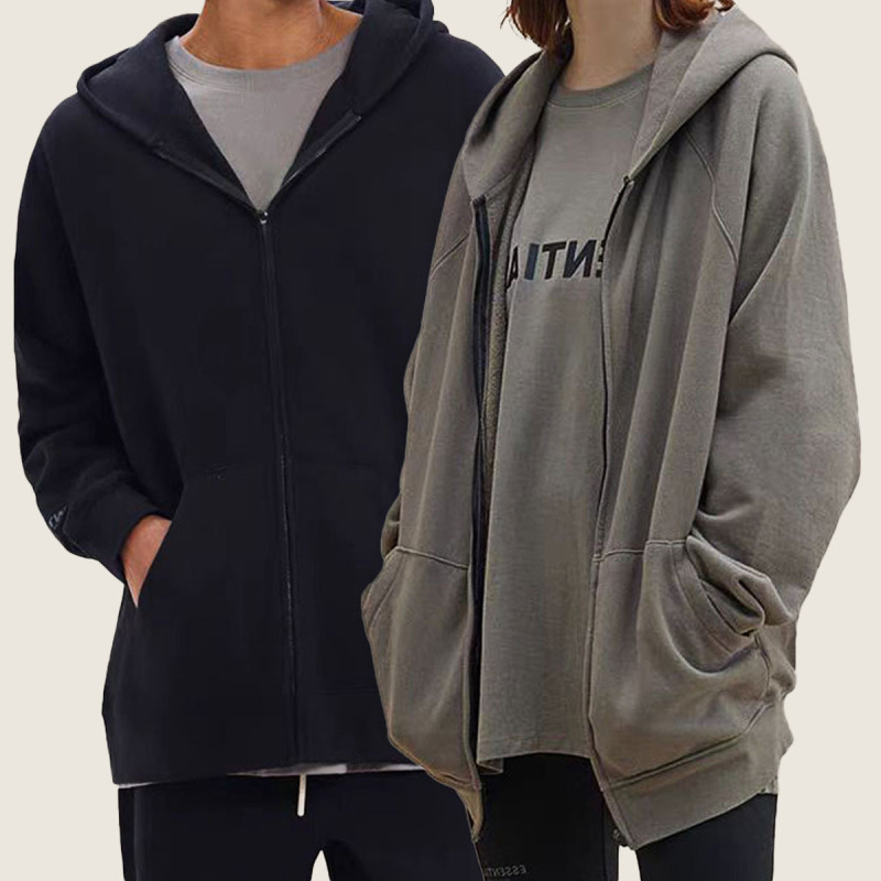 Cross-border hot European and American ESSENTIALS fashion brand plus velvet sweater men's zipper jacket explosion hoodie Cross-border hot European and American ESSENTIALS fashion brand plus velvet sweater men's zipper jacket explosion hoodie