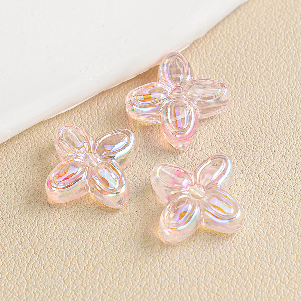 Cadena para teléfono móvil con cuentas de trébol de cuatro hojas transparente Heidi Cloud, cuentas sueltas para pulseras DIY, accesorios, piezas pequeñas, lote suelto de ABS