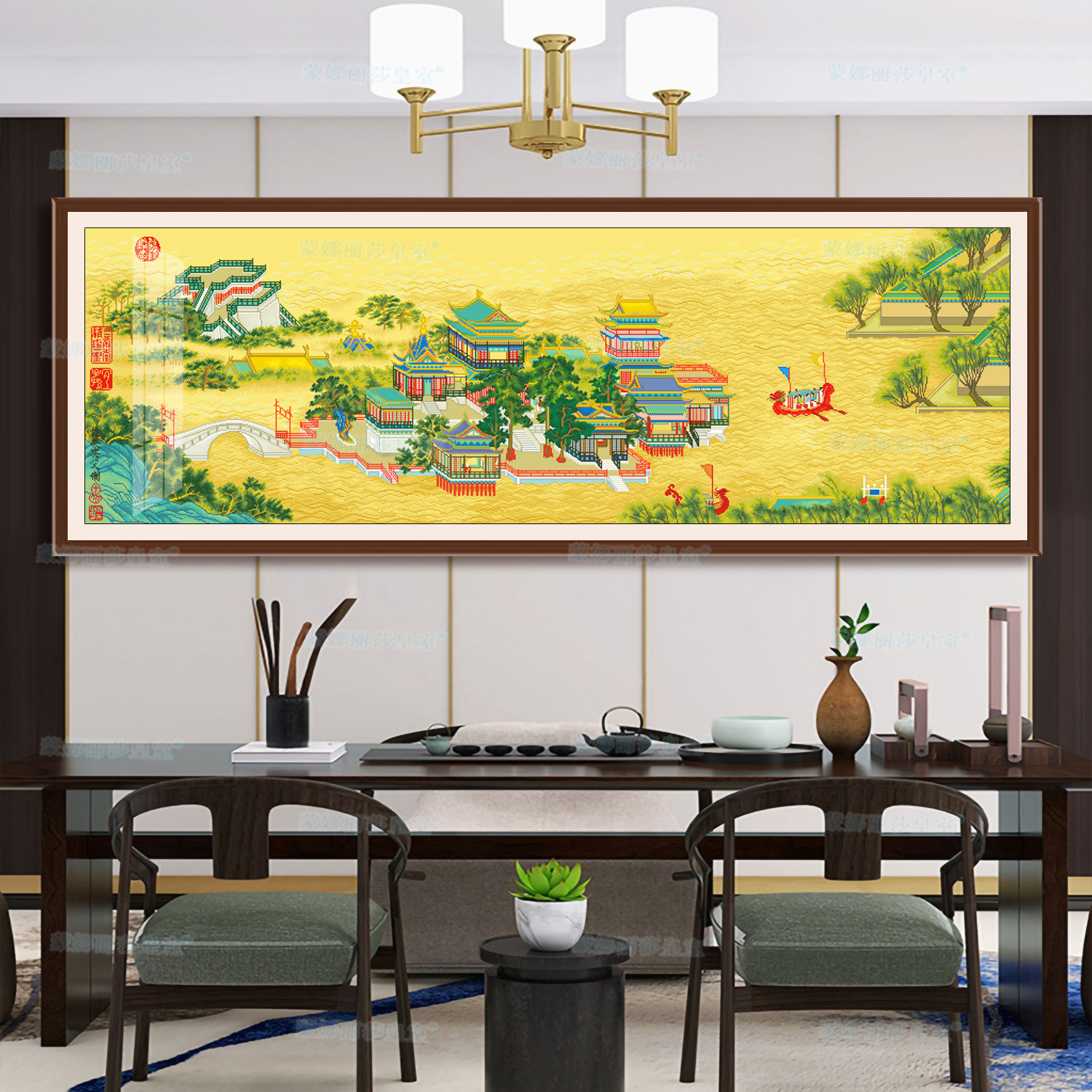 Productos genuinos Monalisa Royal punto de cruz Qingming Shanghe imagen vengativa versión antigua tela seda oro Nuevo hilo bordado