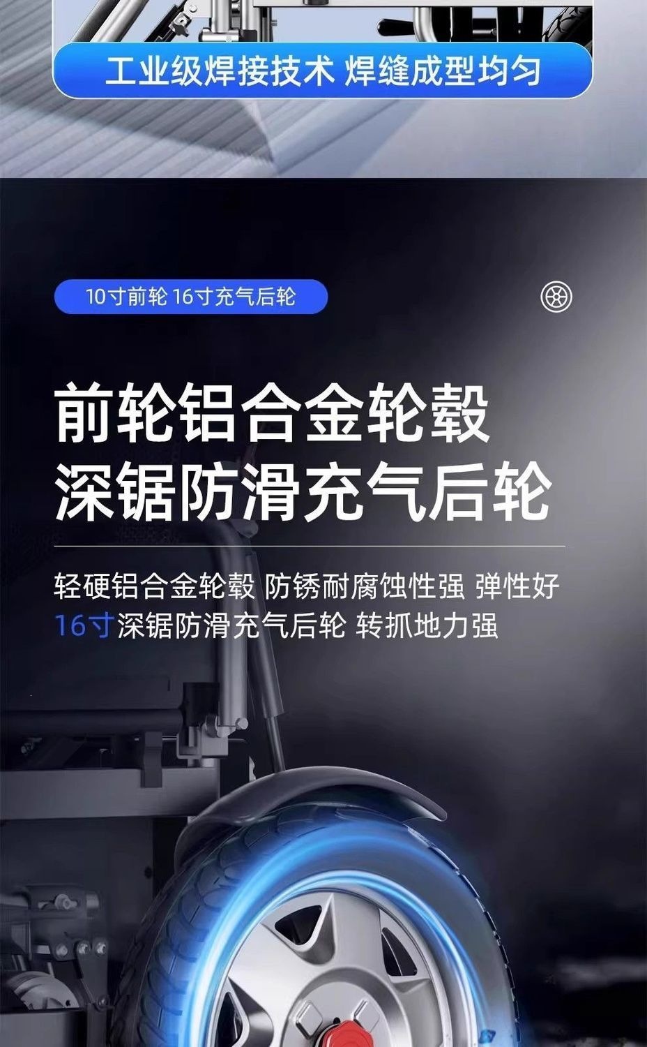 Branded electric wheelchair for the elderly, intelligent foldable electric mobility aid
