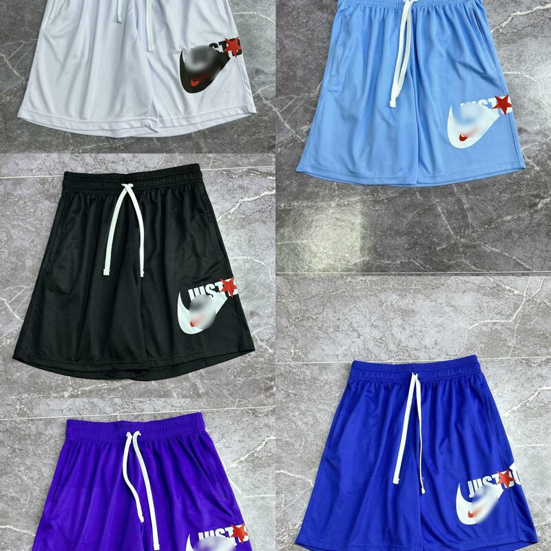 American-style trendy embroidered quick-drying shorts, lightweight summer loose-fit straight-leg casual pants, trendy American-style athletic five-point shorts