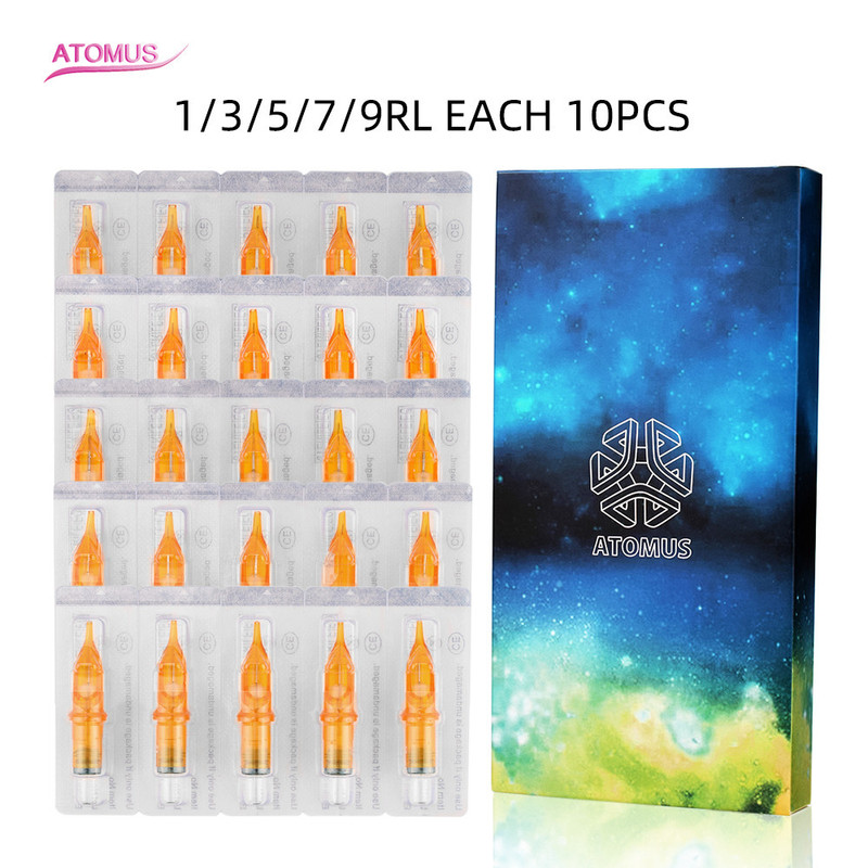 Multiple Models Mixed Yellow Blue Boxed Stainless Steel 0.35mm Needle Filament Cartridge Needle Tattoo Integrated Needle Tattoo Consumables