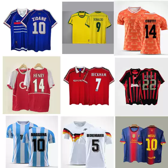 Vintage jersey football uniform classic national team jersey beckham zidane messi c ronaldo