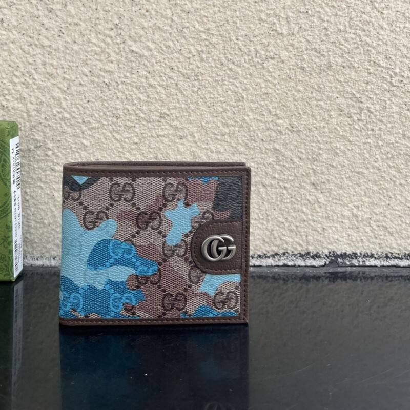 G Brand Short Wallet with Clasp, Short Bi-Fold Wallet with Gg Logo, Small Leather Wallet with Multiple Card Slots, Coin Pocket, Portable