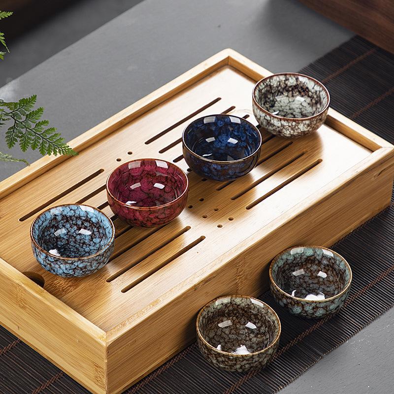 窑变品茗杯功夫单杯茶盏小茶杯个人主人杯沙金釉兔毫陶瓷茶杯|ms