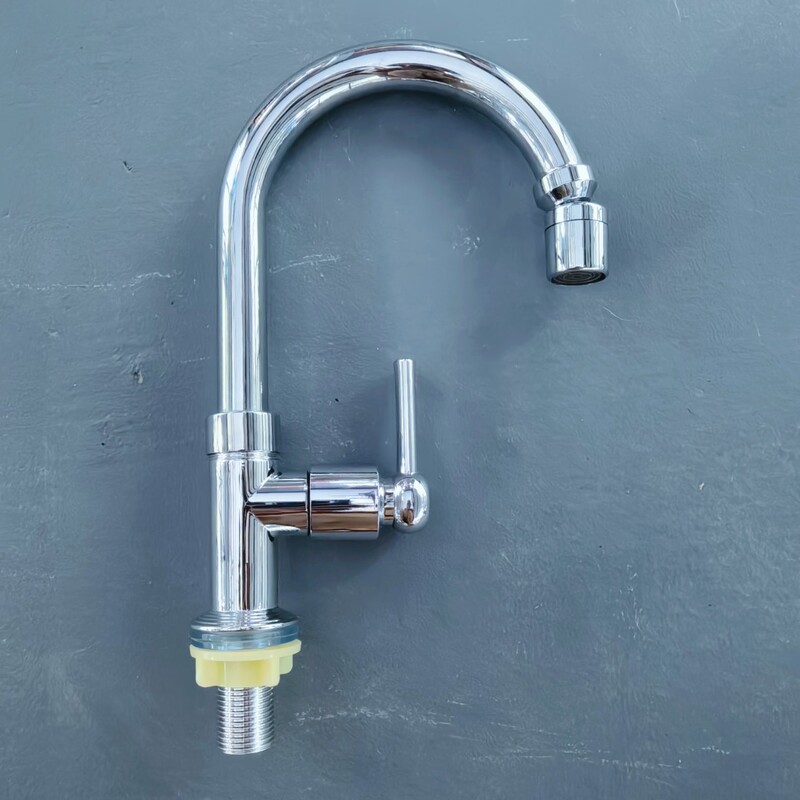Factory Direct Sale Single Cold Water Large Curved Faucet with Straight Handle for Kitchen Basin, Brazilian Style