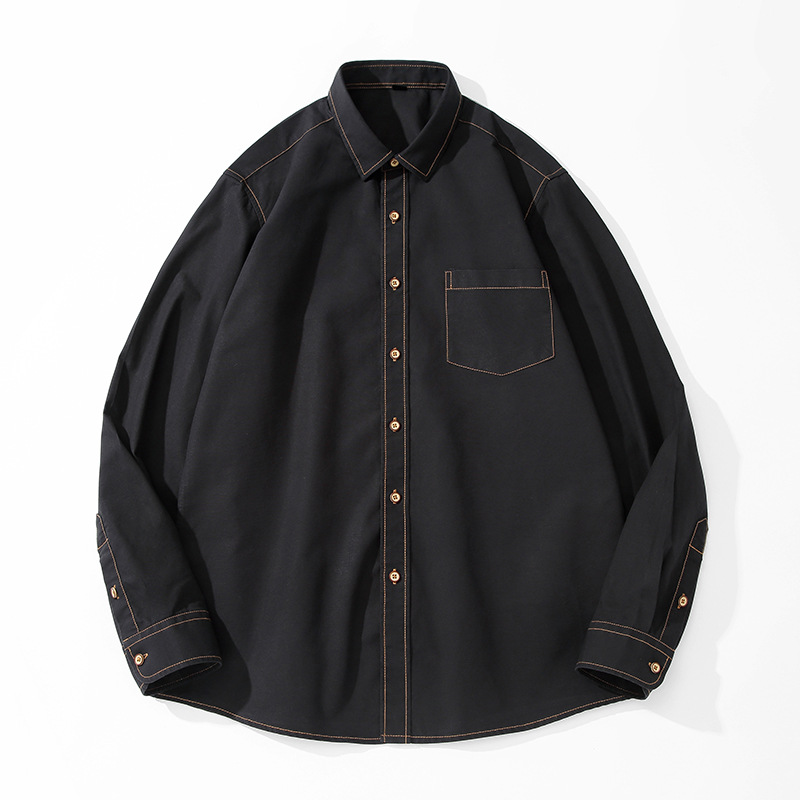 Nuevo algodón Denim de manga larga camisa de los hombres casual cómodo color sólido moda herramientas juventud camisa chaqueta hombres