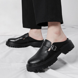 Men's shoes summer new Baotou half drag fashion British style foot half drag leather shoes trend casual shoes a generation of hair