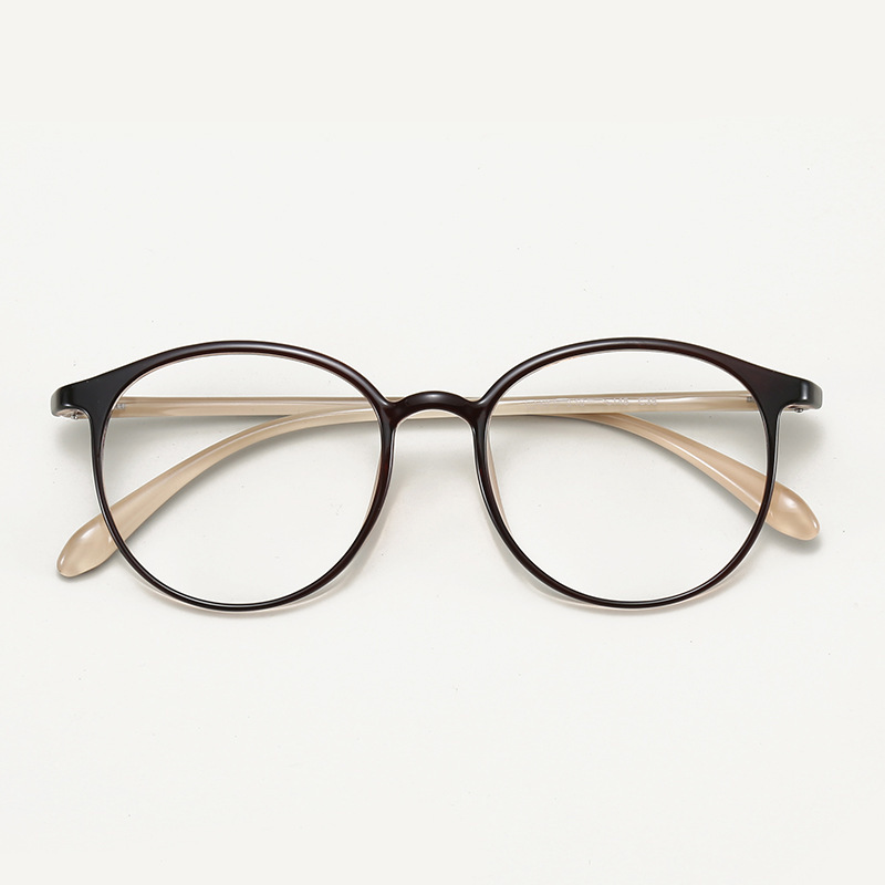 7121 Ultra-light TR90 Oval Frame Myopia Glasses Women's Plain-made Korean-style Fashionable Cold Tea Frame for Students