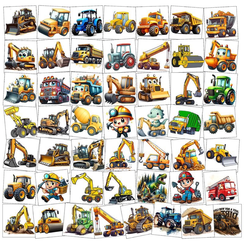 European and American cartoon excavator temporary tattoo stickers cross-border children's arm stickers TEMU European and American Tattoo Amazon