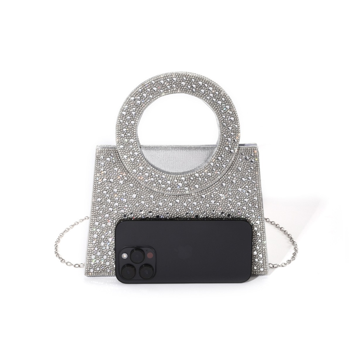 Borsa a tracolla Design Sense Premium con strass effetto diamante lucido, ideale per matrimoni e feste._voghion.com