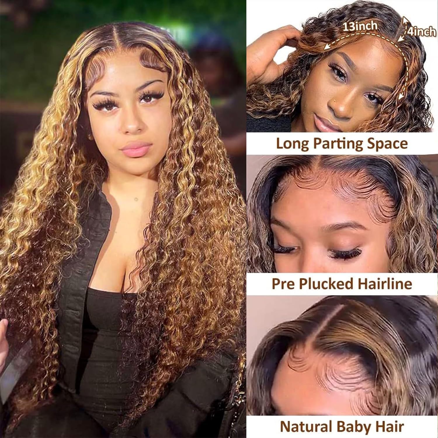 Cross-border wigs africanas pelucas de encaje delanteras de fibra química de moda natural uso diario