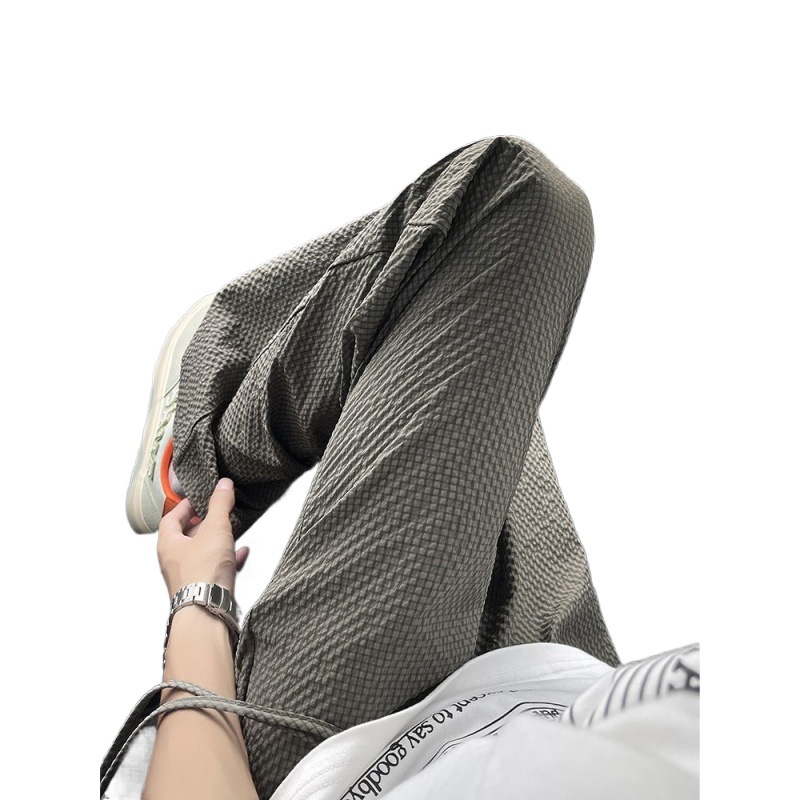1 Bubble Gauze Ice Silk For Men, Summer Thin Breathable Quick-Dry Sports Casual Pants, Loose Straight Sun-Proof Air_voghion.com
