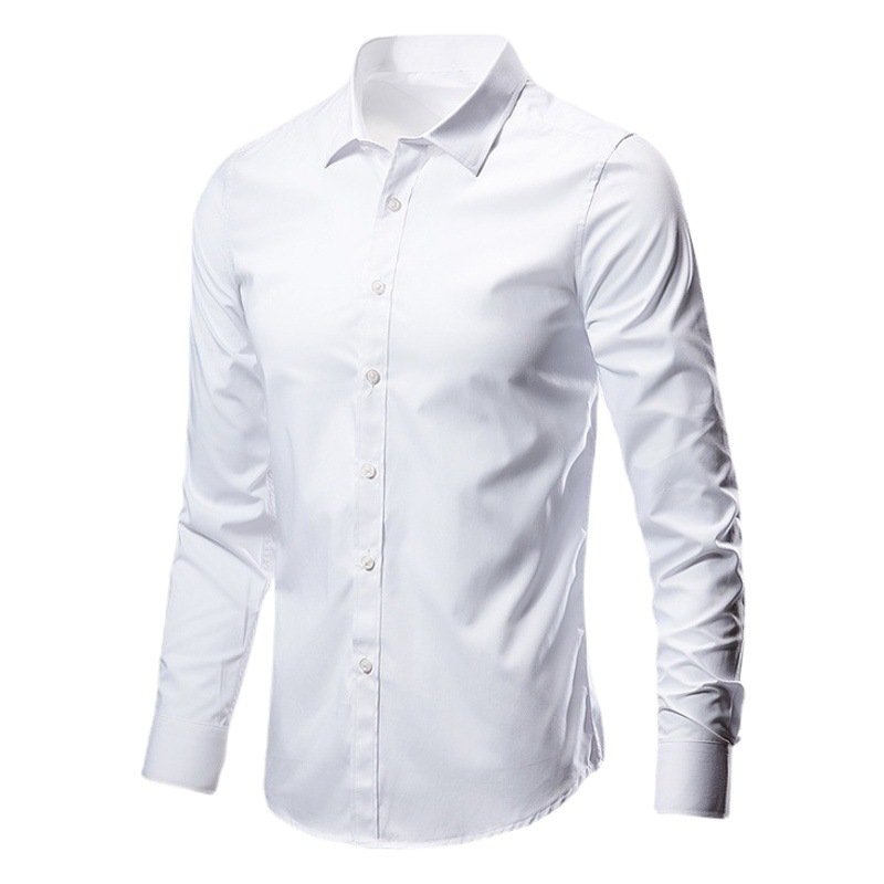 Camisa blanca de manga larga para hombres sin planchar ropa formal de negocios Delgado estilo coreano trabajo profesional camisa de traje casual blanca para hombres