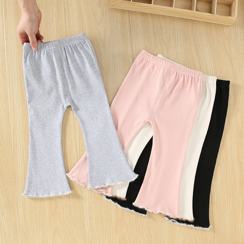 Flared Bell Bottom Pants for Kids Gray Pink White Black