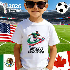 2026世界杯周边印花T恤  亚马逊热销各国球迷男女儿童短袖60329-5