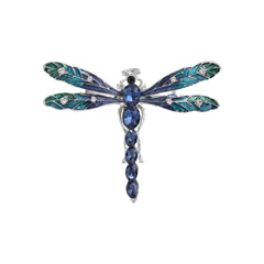 Korean Version New Fashion Enamel Droplet Oil Dragonfly Brooch Alloy Water Diamond Insect Pin Personality Suit Accessories