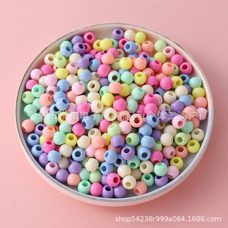 12mm Acrylic Large Hole Beads Round Beads Macaron Color Beads Children's DIY Accessories Beads Color Beads Jewelry