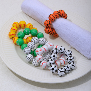 European and American Western Restaurant Football Volleyball Sports Style Napkin Ring Christmas Napkin Buckle Dining Table Hotel Table Decoration