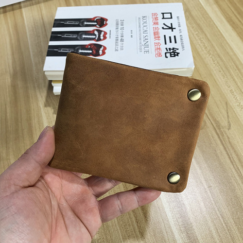 Factory wholesale crazy horse leather wallet short horizontal genuine leather coin purse retro casual head layer cowhide buckle wallet