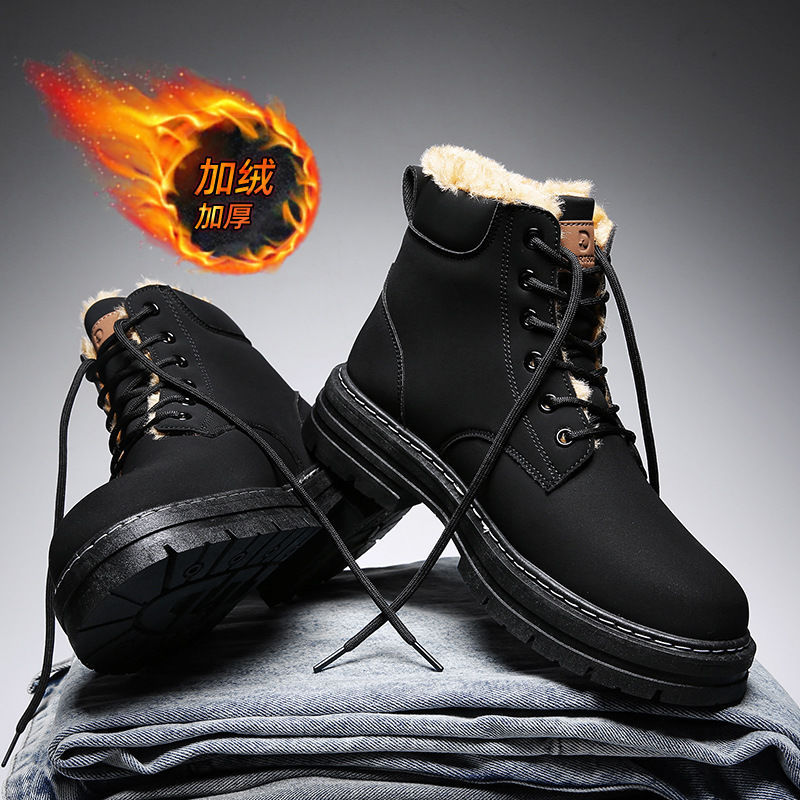 Botas de Nieve de Caña Alta para Hombre de Cuero PU y Caucho Térmicas para Invierno