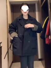 夹棉冲锋衣翻领中长款新款夹克宽松春秋季二棉外套女洋气棒球风衣