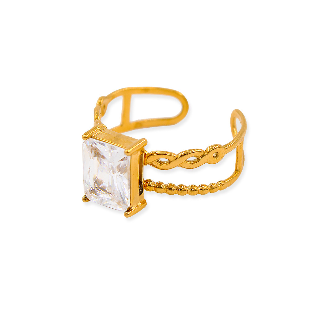 Simple Style Geometric Stainless Steel Plating Zircon Open Ring 1 Piece