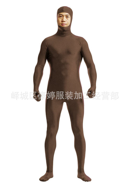 莱卡全包开脸连体紧身衣zentai纯色塑身衣舞台表演服演出装走秀|undefined