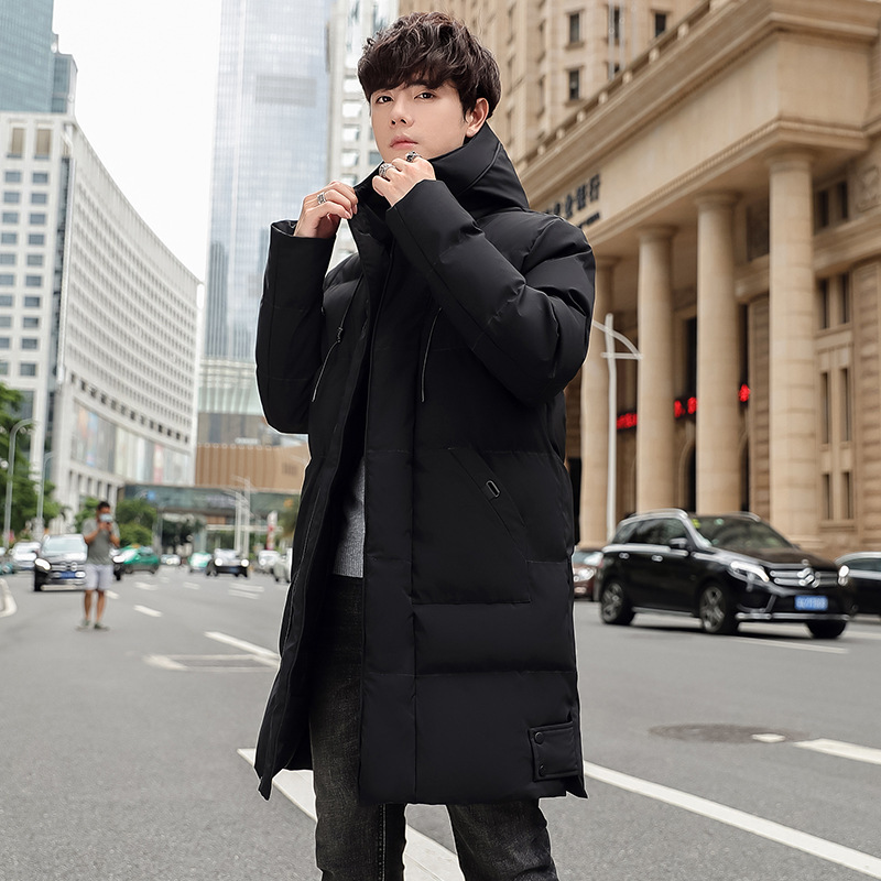 Mid-Length Cotton Coat Winter Men's Cotton Jacket Cross-Border Large Size Thickened Warm Trendy Casual Versatile Hooded Cotton Coat