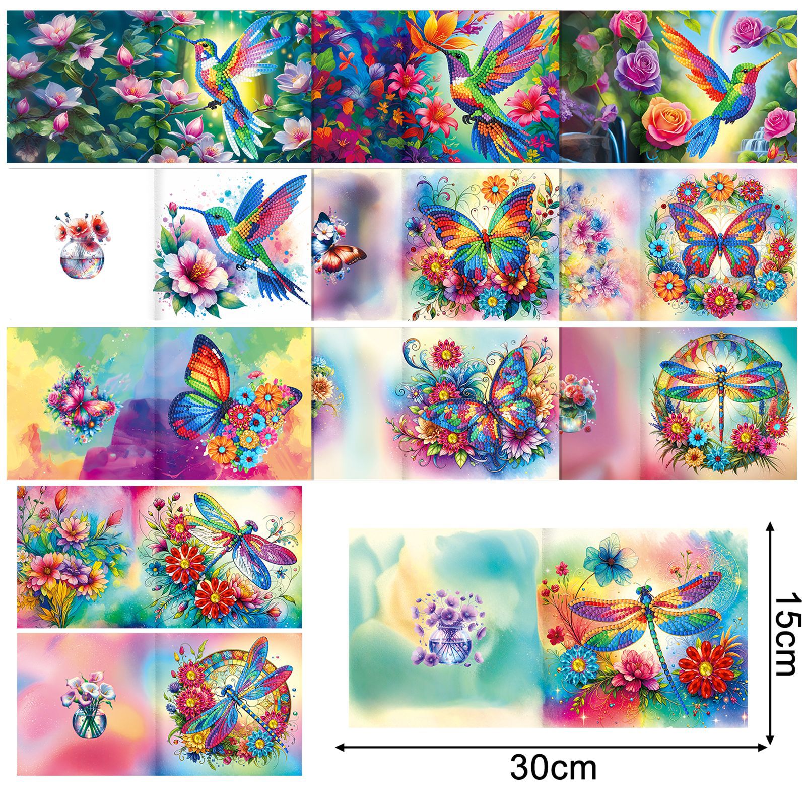 Productos periféricos para pintura de diamantes transfronterizos, tarjetas de felicitación DIY hechas a mano, pegatinas de diamantes navideñas, manualidades exclusivas con diamantes de imitación con temática de dibujos animados, disponibles para venta al por mayor.