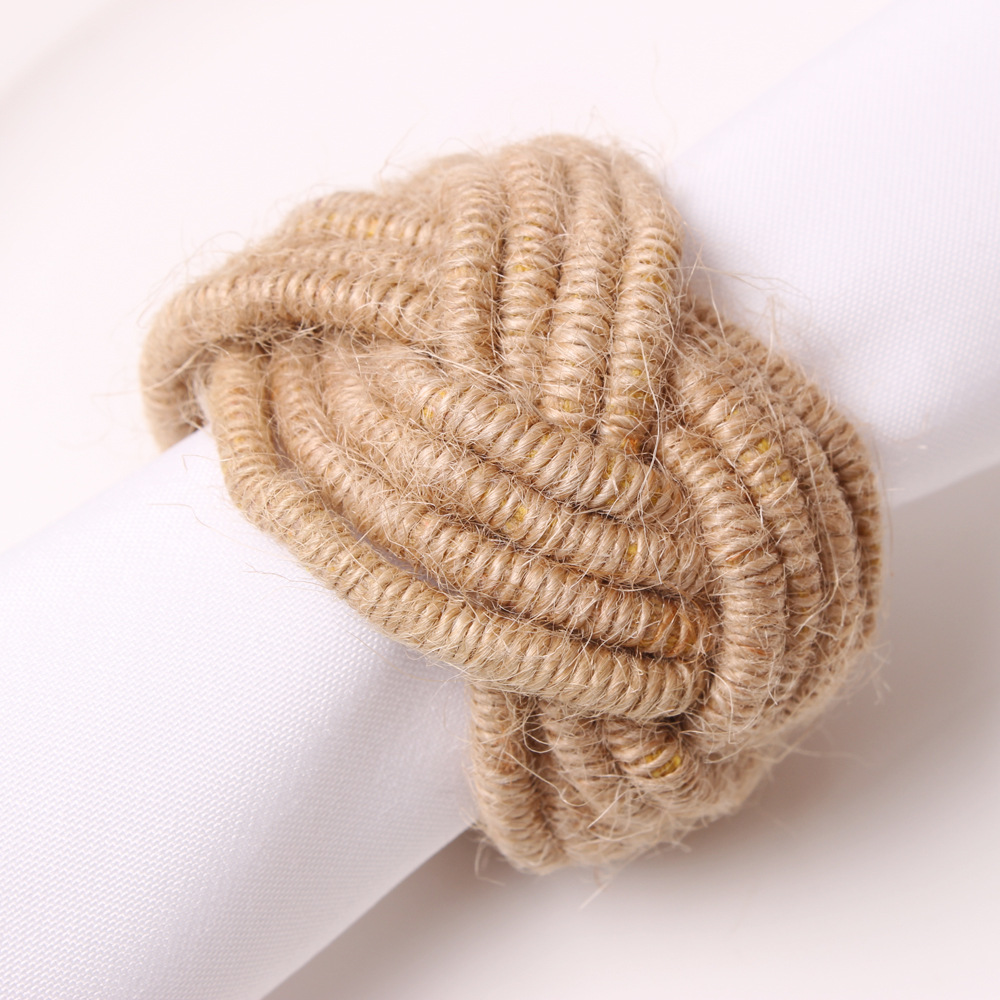 25g Weight Napkin ring Kitchen and drinking utensils 1 Set of 6 Quantity Indoor, Daily Occasion Hemp Rope Material Solid Color Pattern Casual Style Casual Solid Color Hemp Rope Napkin Ring 1 Set Of 6 6