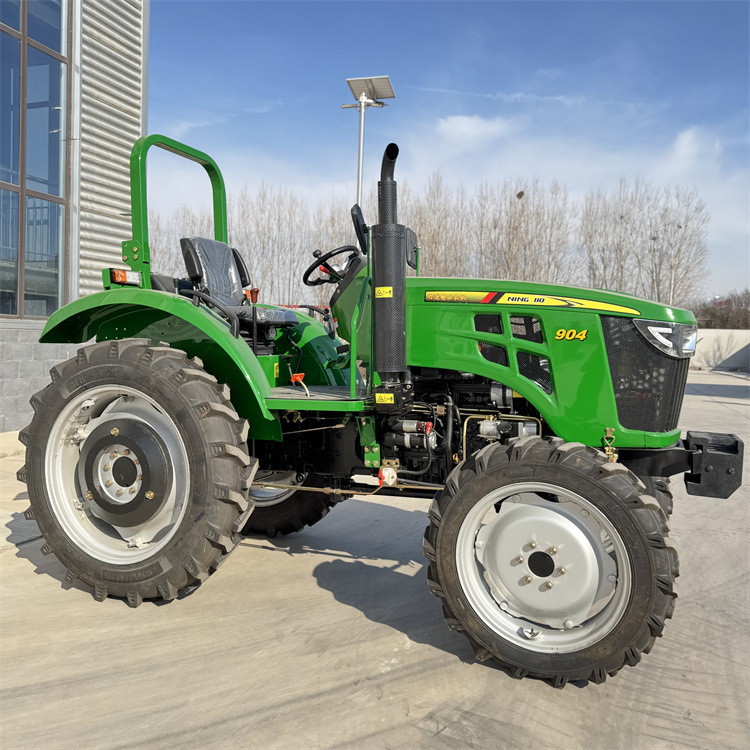 全新904四缸梭式换挡四轮拖拉机90马力后三点悬挂搭载旋耕播种机