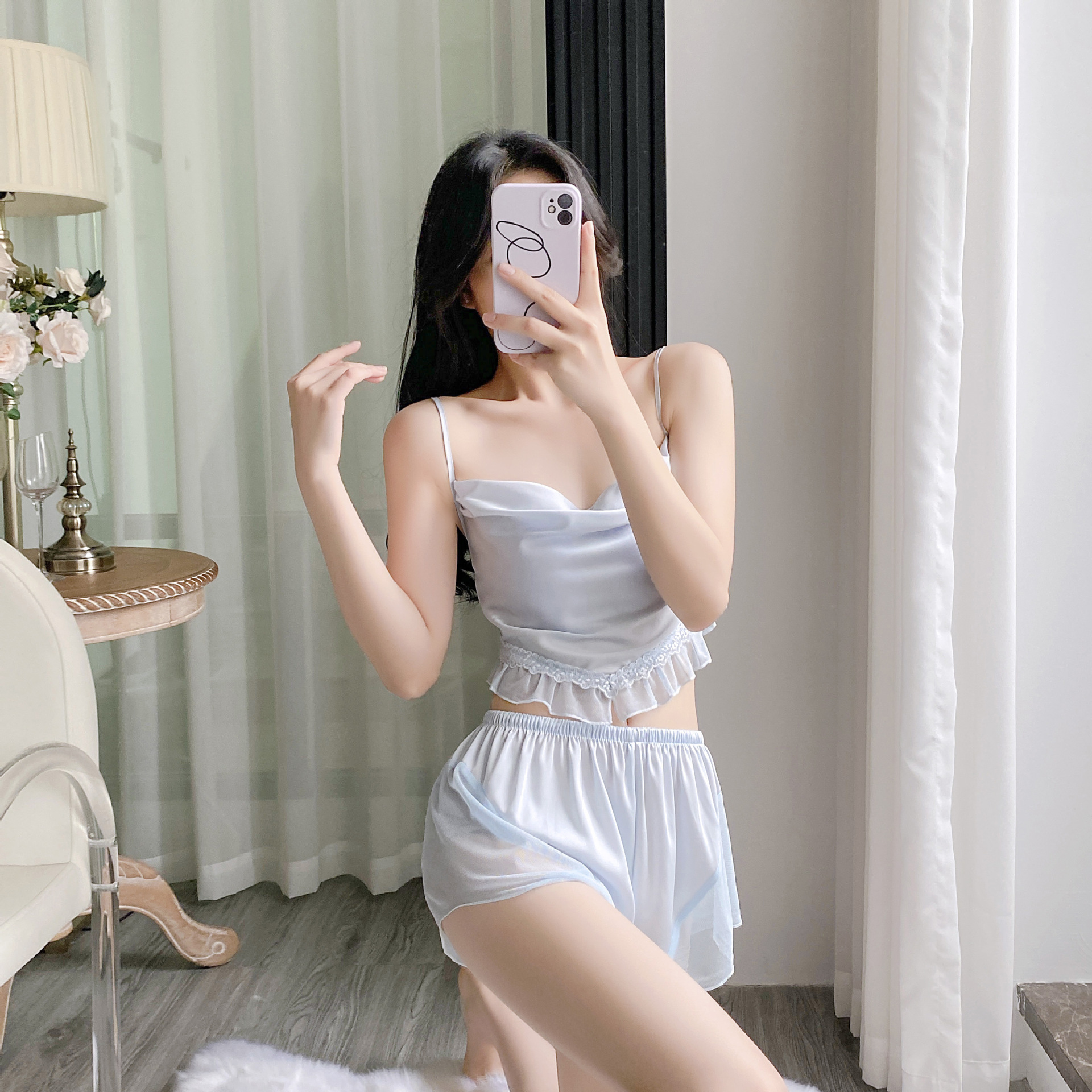 216 아쿠아 블루(서스펜더 쇼츠)