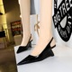 1097-1 High heeled sloping heel hollowed out back strap with patent leather shallow cut pointed toe trimming for slimming high heels, women's singles shoes